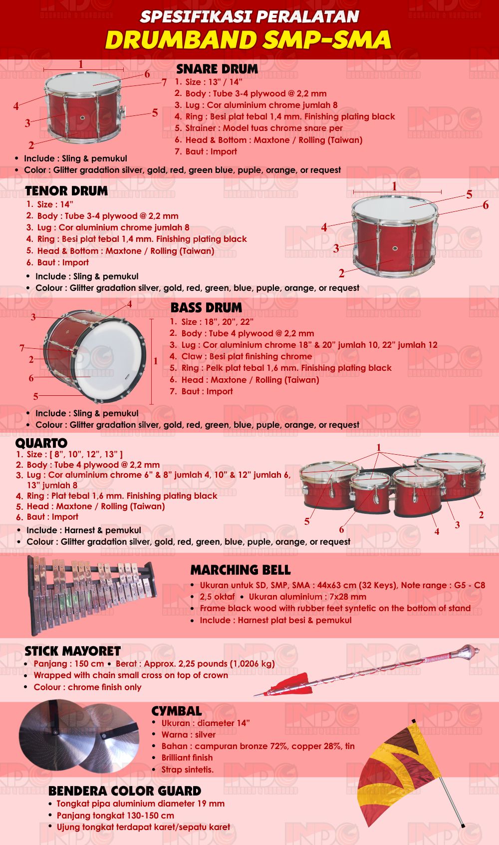 Spesifikasi Alat Drumband SMP-SMA 2022